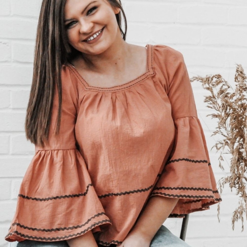 Delightful & Charming Cotton Bell Sleeve Top